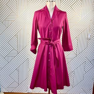 J. Peterman Fuchsia Fit & Flare Shirt Dress